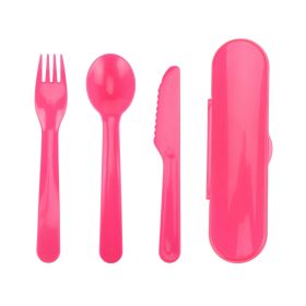 4-Piece Kids Plastic Utensil Set with Travel Case â€“ Pink, BPA-Free, Fork, Spoon, Knife