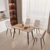 Modern minimalist MDF wood color desktop and Beige dining chairs for 4,black metal legs, small sized dining table, computer desk, office desk