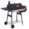 sunny 48" Steel Portable Backyard Charcoal BBQ Grill and Offset Smoker Combo with Wheels