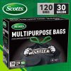 Scotts 120 Bags 30 Gallon Box Disposable Non-Rip Black Large Drawstring Garbage Bags, Suitable for Large Kitchen Garbage Cans, Super Strong 113.5L