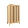 Bathroom Bamboo Storage Cabinet, Freestanding Floor Cabinet with Door and Shelf for Bathroom, Living Room, Bedroom, Hallway, Kitchen