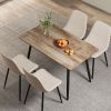 Modern minimalist MDF wood color desktop and Beige dining chairs for 4,black metal legs, small sized dining table, computer desk, office desk