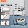 VEVOR Medical Cart, 2-Layer Stainless Steel Cart 220 lbs Weight Capacity, Lab Utility Cart with 360Â° Silent Wheels and a Drawer for Lab, Clinic
