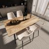 Modern minimalist MDF wood color desktop and Beige dining chairs for 4,black metal legs, small sized dining table, computer desk, office desk