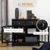 Sideboard Buffet Cabinet, Accent Kitchen Cabinet with Glass Doors, Adjustable Shelf and 2 Drawers for Kitchen, Black