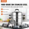 VEVOR Steamer Pot 11in/28cm, 3 Tier Steamer Pot for Cooking with 8.5QT Stock Pot, Veg Steamer & 2 Steaming Tray