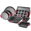Baking Pan Set 8-Piece Nonstick Carbon Steel Bakeware Set w Silicone Handle