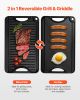 14x8.5 inch Reversible Grill Griddle Pre-Seasoned BBQ Pan Cast Iron Black