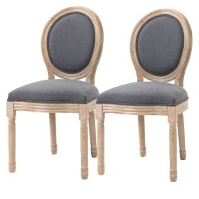 Set of 2 Vintage Upholstered Armless Dining Chairs (Design: curvedback, Color: greywash)