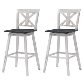 Set of 2 White Wood Barstools (Design: farmhouseswivelseat, size: 29-inmodernkitchendining)