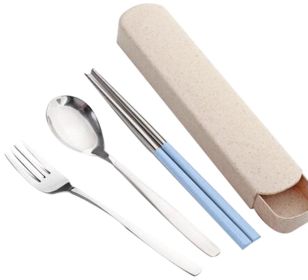 Portable Stainless Steel Flatware Spoon Chopsticks Tableware Set (Design: [b])