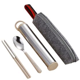 Portable Stainless Steel Flatware Spoon Chopsticks Tableware Set (Design: [g])