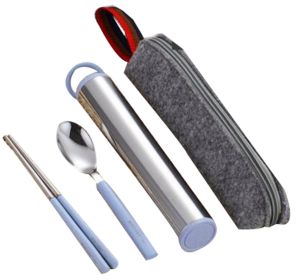 Portable Stainless Steel Flatware Spoon Chopsticks Tableware Set (Design: [f])