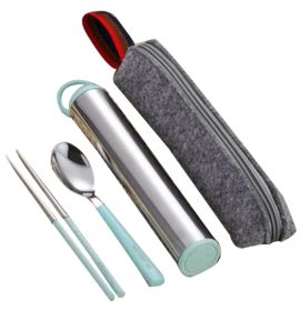 Portable Stainless Steel Flatware Spoon Chopsticks Tableware Set (Design: [e])