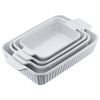 Ceramic Baking Dish Rectangular Bakeware Set Deep for Baking White