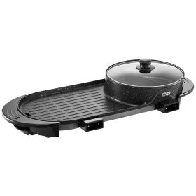 Hot Pot with Grill 2-in-1 Electric Smokeless Grill Hot Pot (Quantity: 1-6people, size: 2200w)
