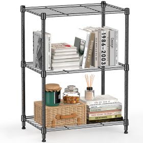 450 lbs Wire Storage Shelving 3-Tier Utility Shelving Unit Steel Organizer Wire Rack for Home,Kitchen,Office,Chrome(11.8" D x 17.7" W x 26.3" H) (Color: Grey)