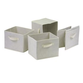 Capri Foldable Fabric Baskets (Quanity: 4, Color: Beige)