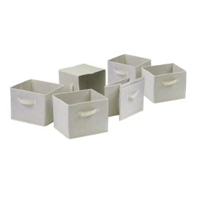 Capri Foldable Fabric Baskets (Quanity: 6, Color: Beige)