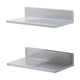 VEVOR Stainless Steel Shelf, Wall Mounted Floating Shelving with Backsplash, 44 lbs Load Capacity Commercial Shelves (size: 8.6"x16")