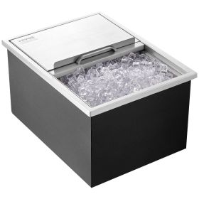 VEVOR Drop in Ice Chest,Stainless Steel Ice Cooler, Commercial Ice Bin with Sliding Cover, Outdoor Kitchen Ice Bar (size: 24"lx18"wx13"h40.9qt)