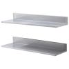 VEVOR Stainless Steel Shelf, Wall Mounted Floating Shelving with Backsplash, 44 lbs Load Capacity Commercial Shelves