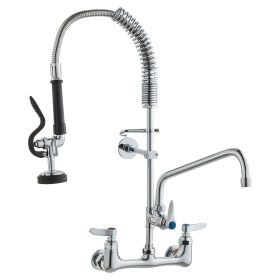 VEVOR Commercial Faucet with Pre-Rinse Sprayer,  8" Center, 12" Swing Spout, Kitchen Sink Faucet (Design: wallmount, size: 25"height)