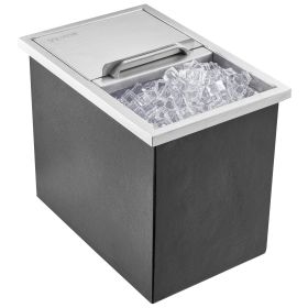 VEVOR Drop in Ice Chest,Stainless Steel Ice Cooler, Commercial Ice Bin with Sliding Cover, Outdoor Kitchen Ice Bar (size: 18"lx12"wx14.5"h40.9qt)