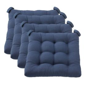 Textured Chair Seat Pad (Chair Cushion) 4-Piece Set, 15.5" x 16" (Color: Blue)