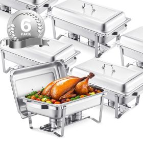 8 Qt Rectangle Chafing Dish Buffet Set (Quantity: 6pack, size: fullsizepanColor)