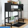 Dish Drying Rack, 3-Tier Over Sink Dish Drying Rack, 33.5" Over Sink Dish Rack for Small Kitchen, Space-Saving Dish Rack with Cover, Baskets, Utensil