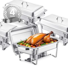 8 Qt Rectangle Chafing Dish Buffet Set (Quantity: 4pack, size: fullsizepanColor)
