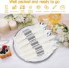 50 Pack Pre Rolled Rose Gold Plastic Silverware Set,Wrapped Plastic Cutlery Set with Napkin Include 50 Forks,50 Spoons