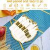 50 Pack Pre Rolled Rose Gold Plastic Silverware Set,Wrapped Plastic Cutlery Set with Napkin Include 50 Forks,50 Spoons