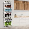 Over The Door Pantry Organizer 6-Tier Pantry Door Organizer Carbon Steel 110LBS Loading Easy Install Behind Door Storage For Closet Kitchen Bathroom 5
