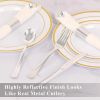 50 Pack Pre Rolled Rose Gold Plastic Silverware Set,Wrapped Plastic Cutlery Set with Napkin Include 50 Forks,50 Spoons