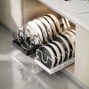 Pull Out Pots and Pans Organizer for Cabinet - 8 Adjustable Dividers, Tool-Free Installation, Damping Rail for Smooth Access