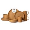 12-Piece Stoneware Dinnerware Sets with Mugs | Microwave & Dishwasher Safe | Non-Toxic Dinner Plates Bowls Set | Stackable Matte Glaze Kitchenware for