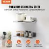VEVOR Stainless Steel Shelf, Wall Mounted Floating Shelving with Backsplash, 44 lbs Load Capacity Commercial Shelves