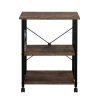 Baker's Rack 3-Tier Kitchen Utility Microwave Oven Stand Storage Cart Workstation Shelf(Vintage Board Top Black Metal Frame) RT