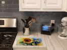 NEW Sunflowers in Watercolor Glass Cutting Board Decorative Tempered Glass Kitchen Cutting and Serving Board Large Size Chopping Board