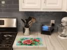 NEW Oklahoma Roses in Watercolor Glass Cutting Board Decorative Tempered Glass Kitchen Cutting and Serving Board Large Size Chopping Board