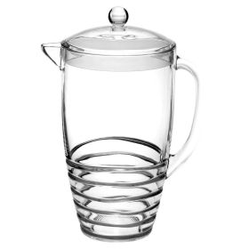 2.5 Quarts Water Pitcher with Lid, Unbreakable Plastic Pitcher, Drink Pitcher, Juice Pitcher with Spout BPA Free (Design: swirl)