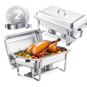 8 Qt Rectangle Chafing Dish Buffet Set (Quantity: 2pack, size: fullsizepanColor)